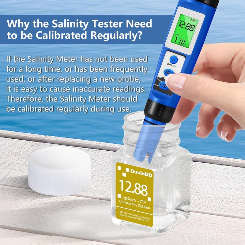 DuvinDD 12.88 mS/cm Calibration Solution for Precisely Calibrate Salinity Tester, EC Meter, Pool Salt Tester, Water Tester Calibration Solution, 4 Bottles of 50mL Conductivity Salt Standard Buffer Solution - Image 2